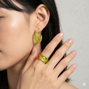 Vibrant Yellow Hoop Earrings Sets